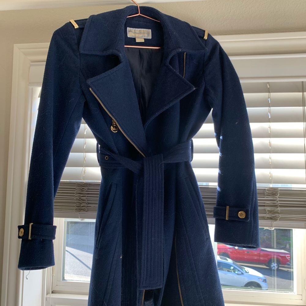 Michael Kors Asymmetrical Belted Wool Coat